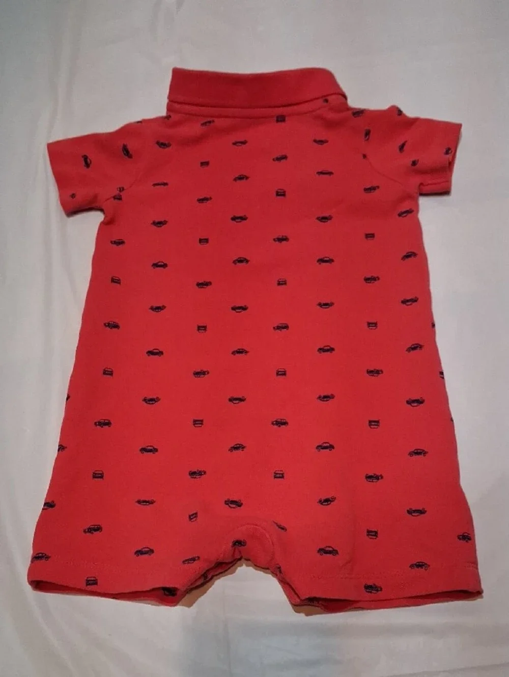 ✨Carter's Baby Boy Red Polo Romper 12M Short Sleeve All-Over Print One-Piece✨